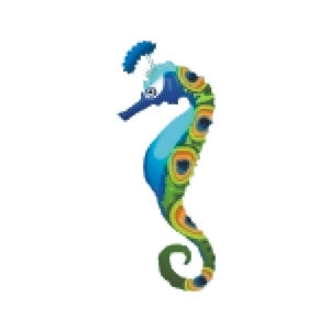 Aqua Peacock Seahorse